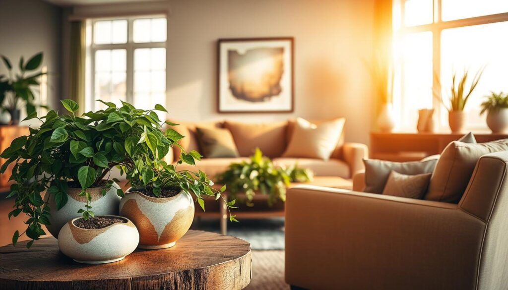 transitional living room planters